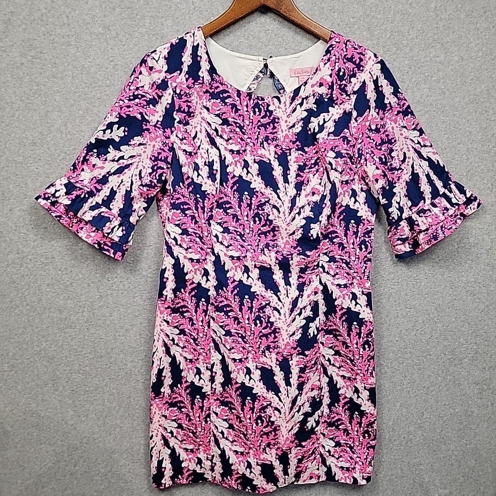 Lilly Pulitzer Dress Women's 10 Fiesta Stretch Nauti Navy Beyond The Sea Cotton